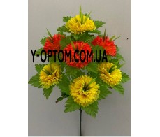 Хризантема двухцветная с листом не пресс, , 33.00 грн, 2284, , НЕ ПРЕСОВАНІ БУКЕТИ